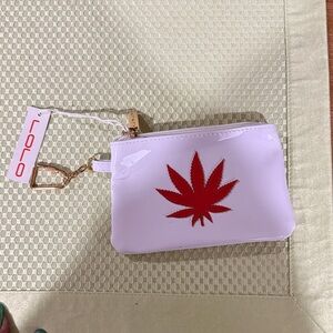 White and Red Leaf Pouch
